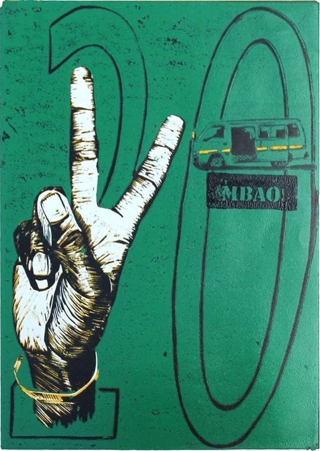 Babe Mbao green matatu art print by Dennis Muraguri