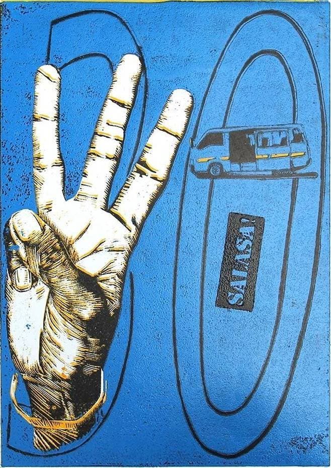 Beba Salasa! blue matatu art print by Dennis Muraguri