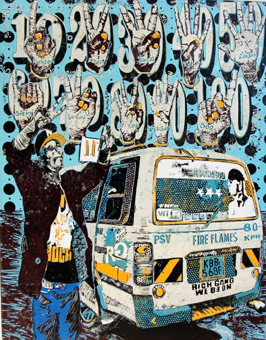 Beba Bei blue matatu art print by Dennis Muraguri