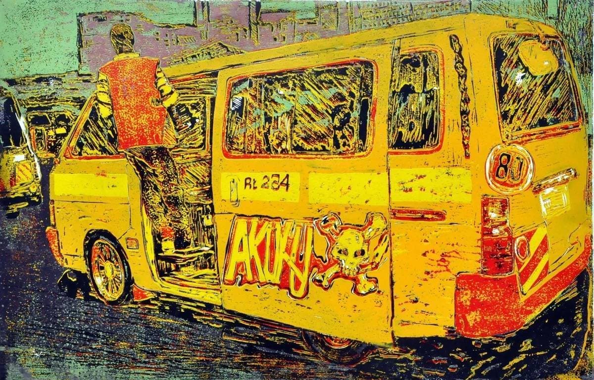 Akuku Danger matatu art print by Dennis Muraguri