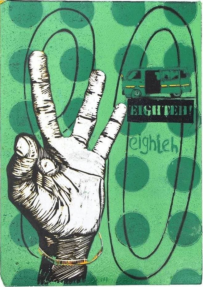 Beba Eighteh! green matatu art print by Dennis Muraguri