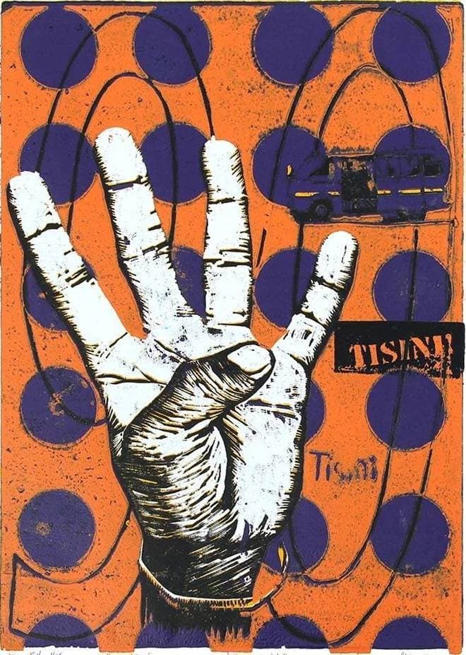 Beba Tisini! black matatu art print by Dennis Muraguri