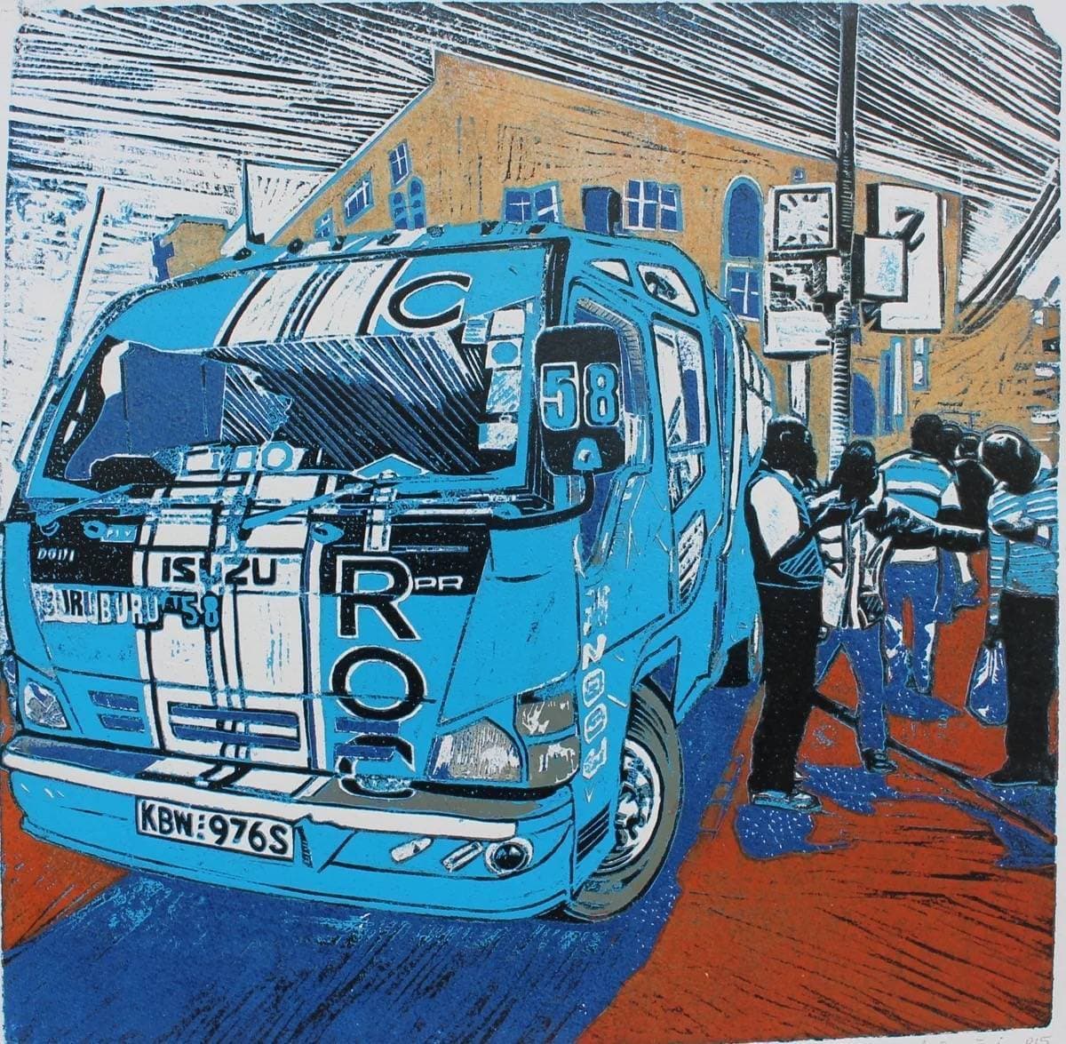 C ROC blue matatu art print by Dennis Muraguri
