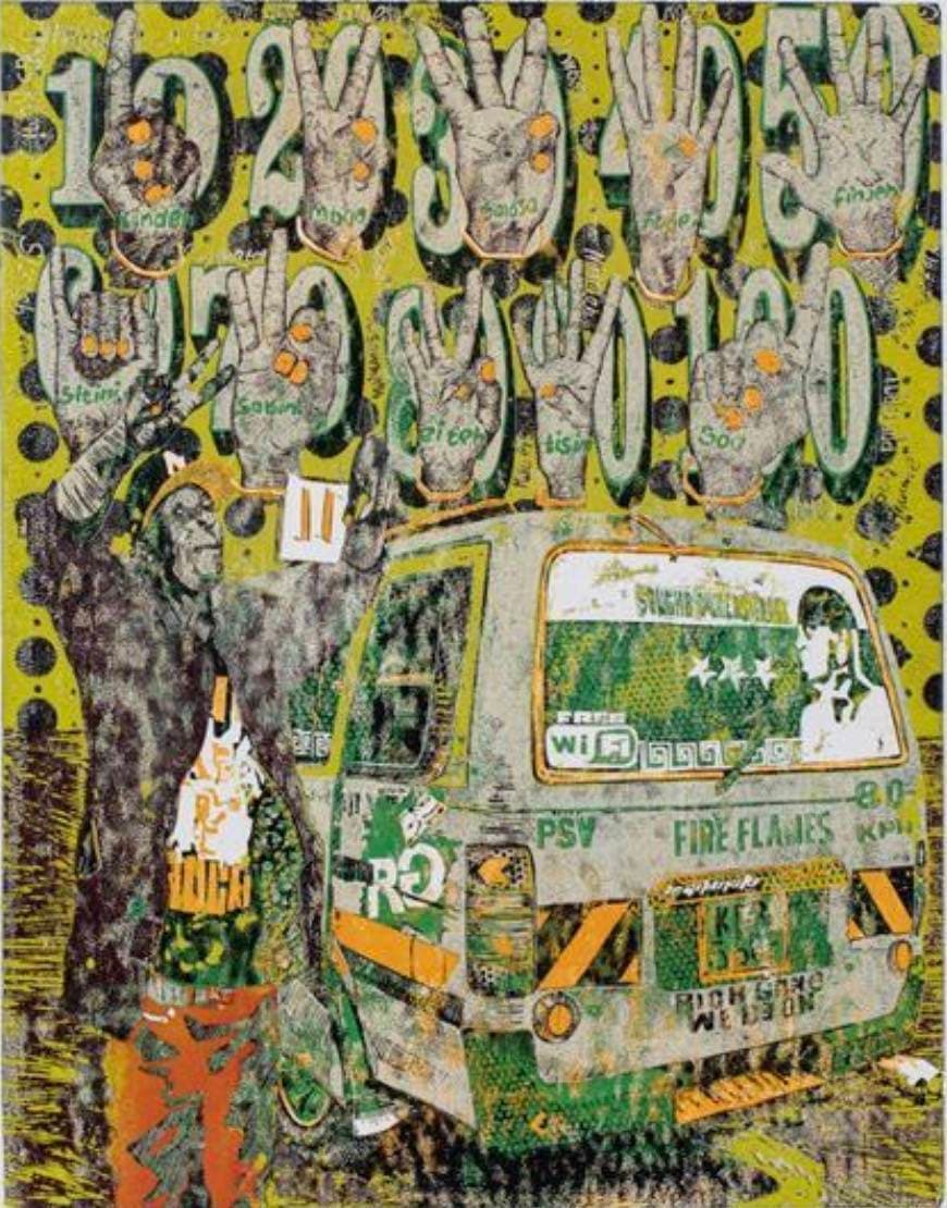 Beba Bei green matatu art print by Dennis Muraguri
