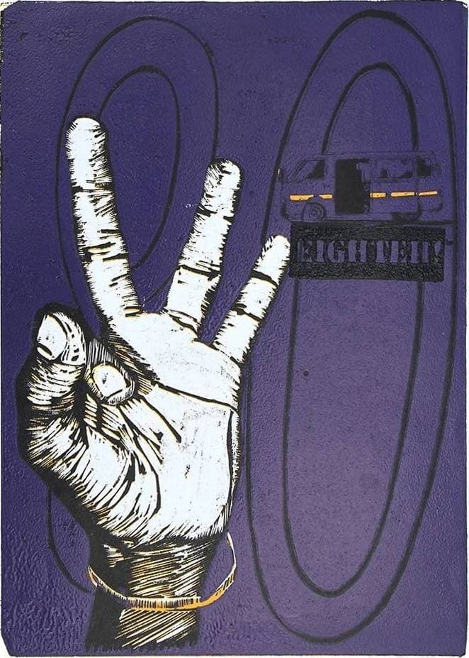 Beba Eighteh! purple matatu art print by Dennis Muraguri