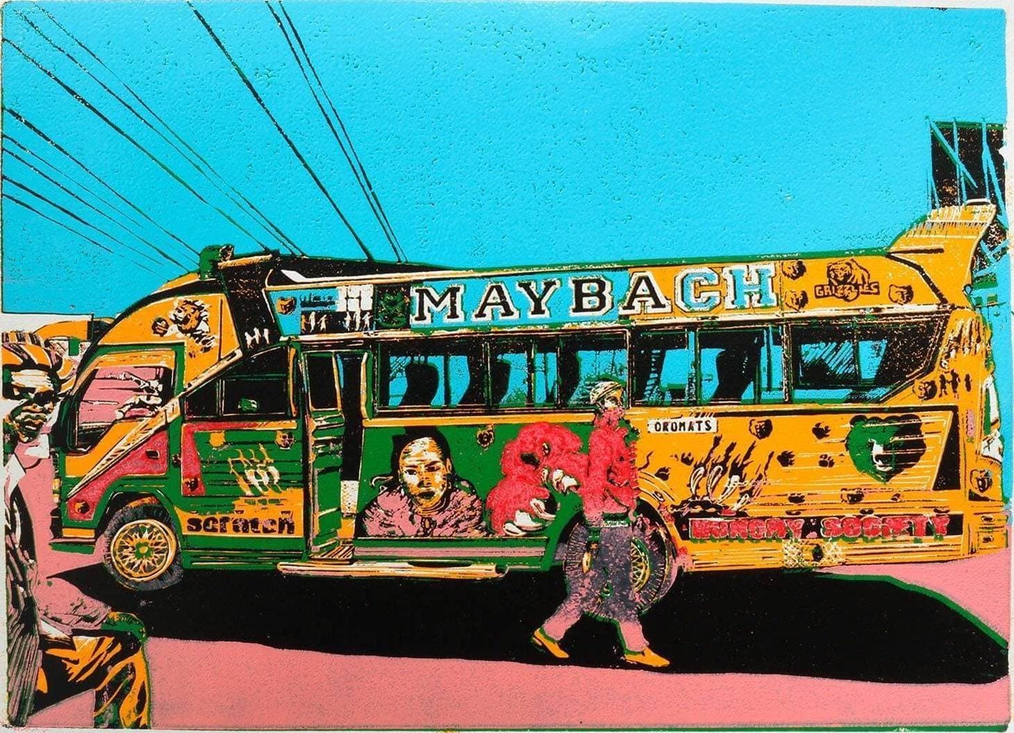 Maybach Green matatu art print by Dennis Muraguri