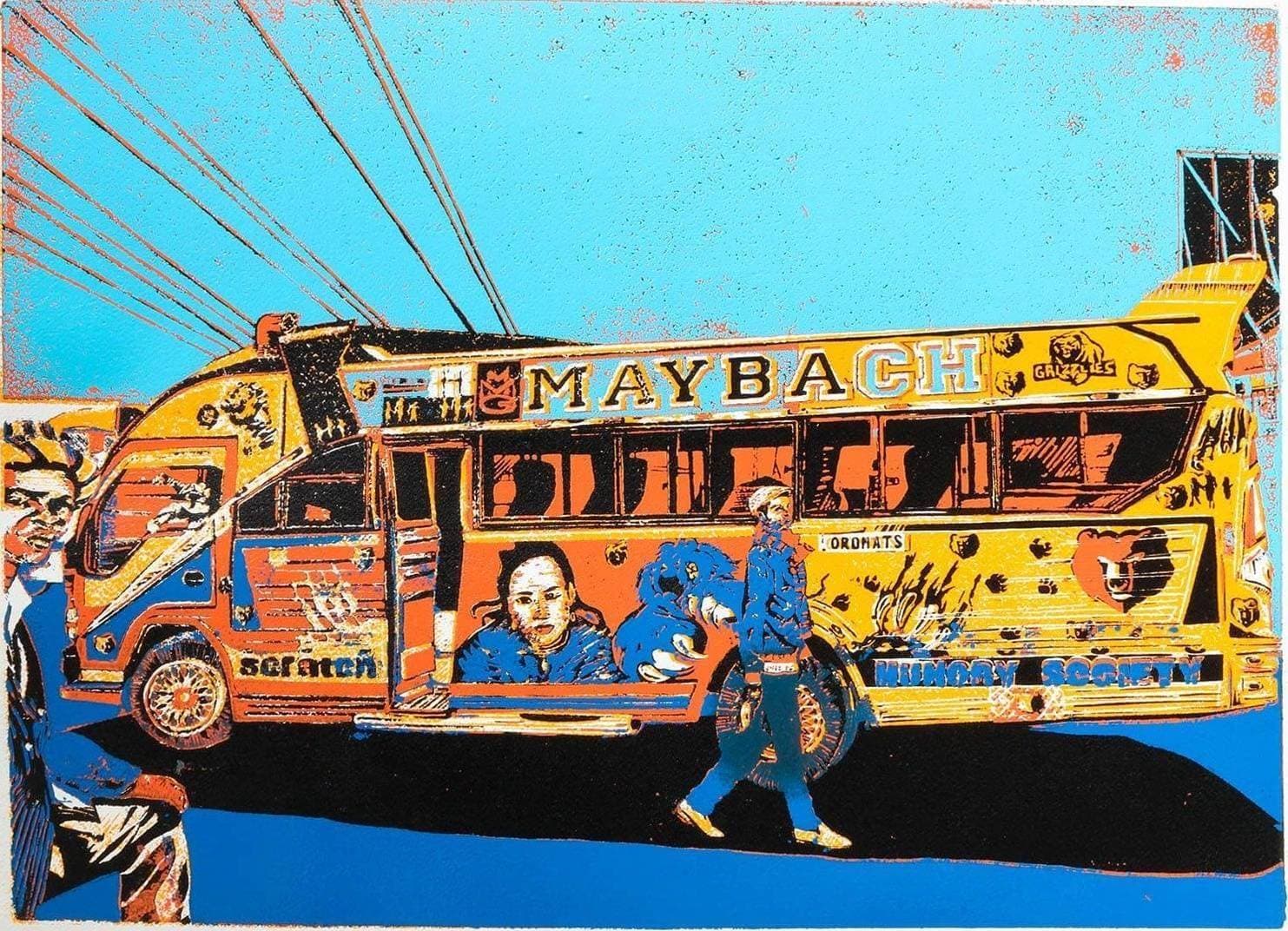 Maybach Yellow matatu art print by Dennis Muraguri