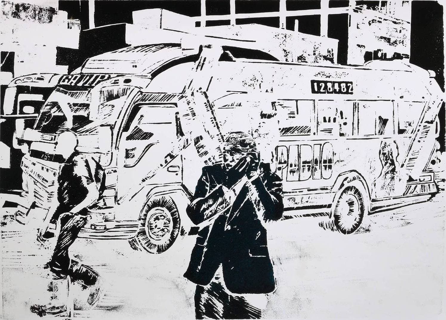 Pablo Black matatu art print by Dennis Muraguri
