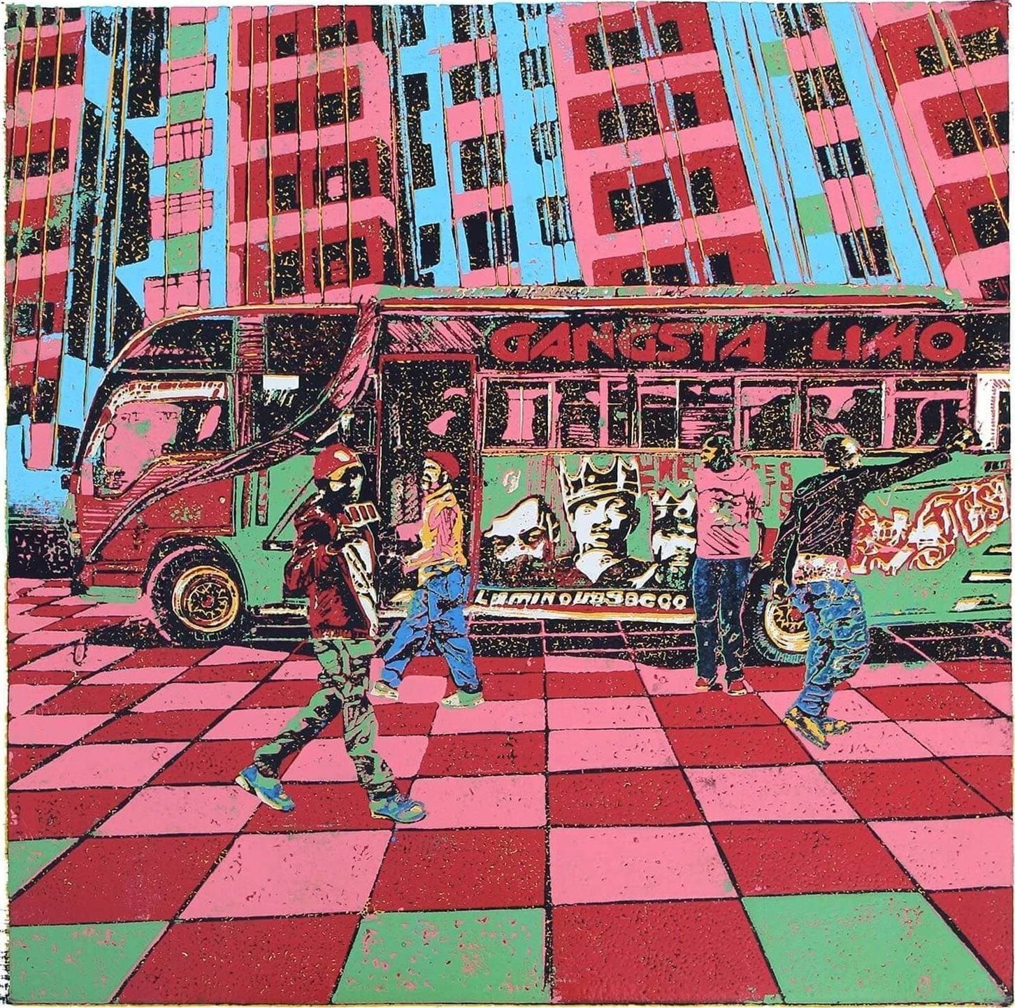 Gangsta Limo [Square Format] Green matatu art print by Dennis Muraguri