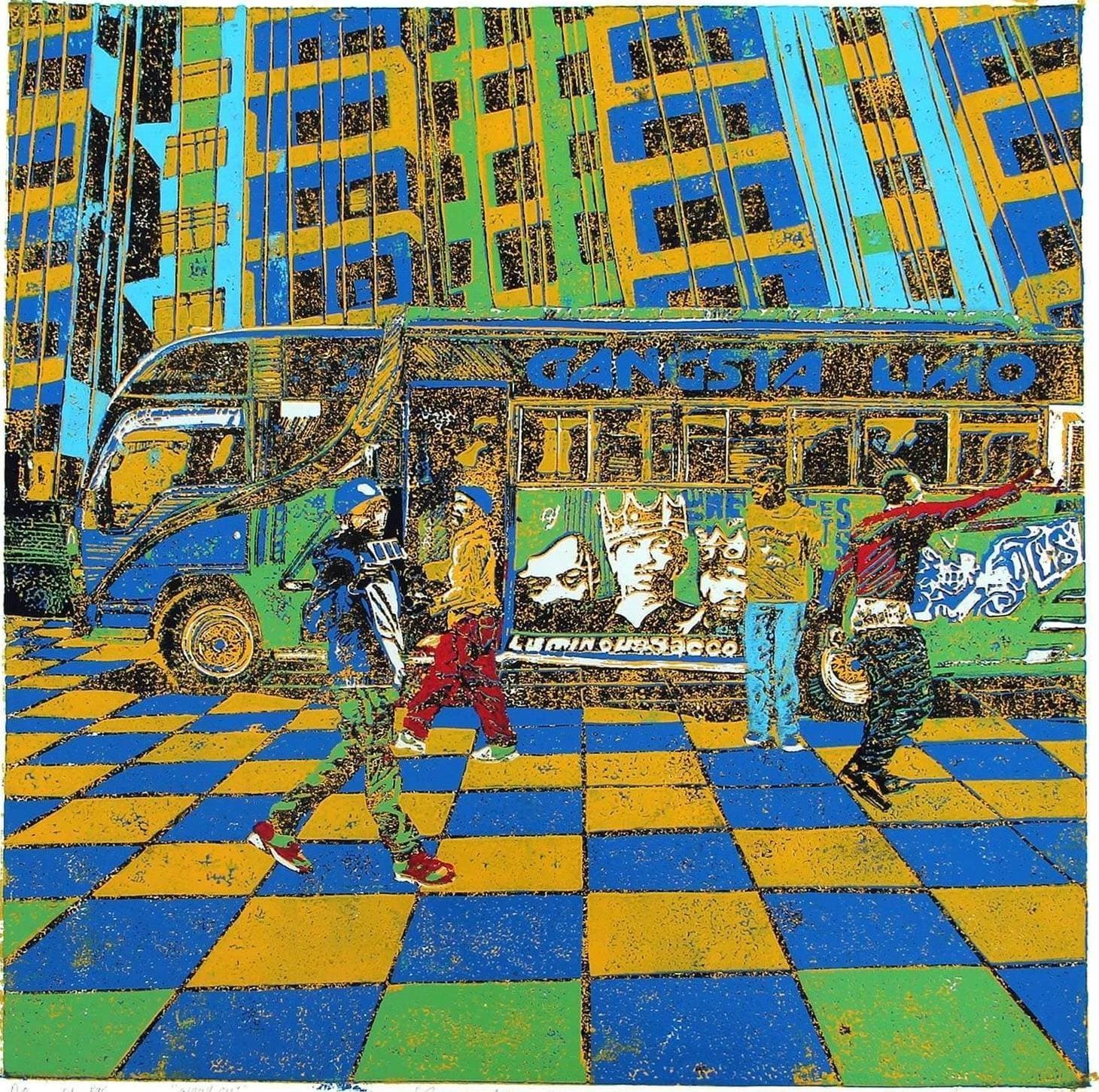 Gangsta Limo [Square Format] Blue matatu art print by Dennis Muraguri