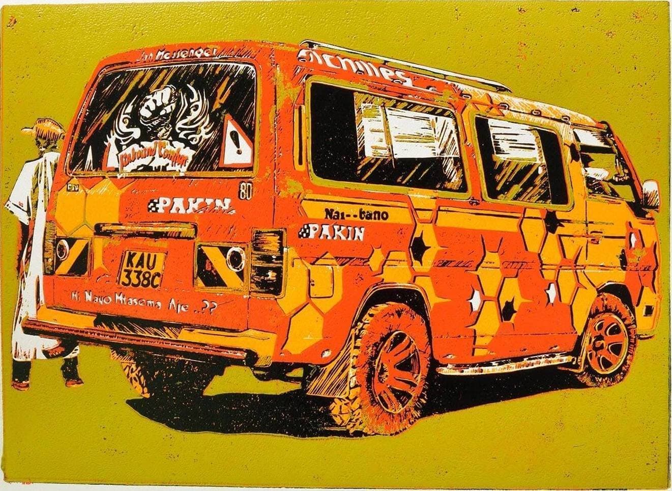 Jah Messenger Orange matatu art print by Dennis Muraguri