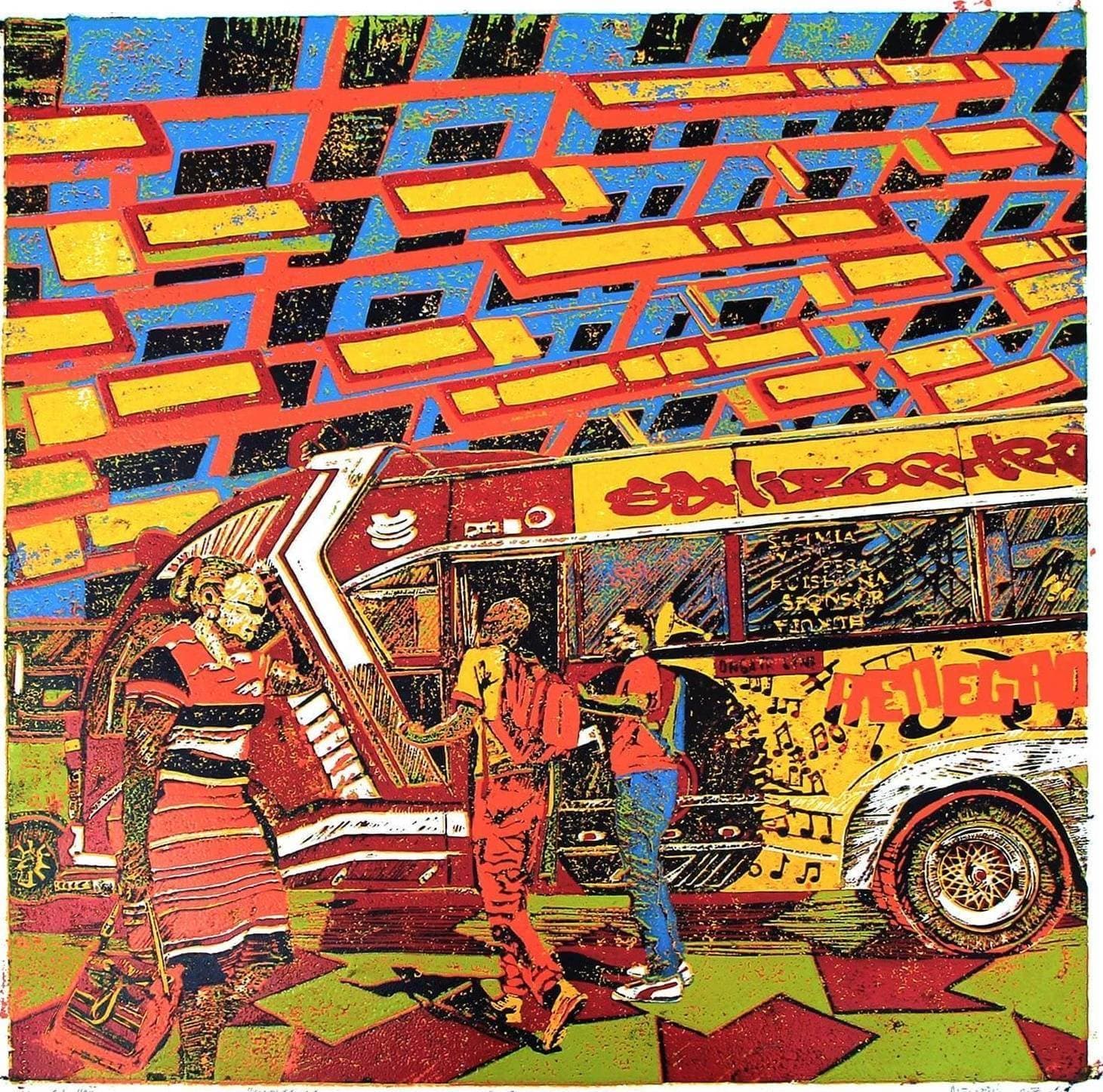 Schizophrenic [Square Format] Orange matatu art print by Dennis Muraguri