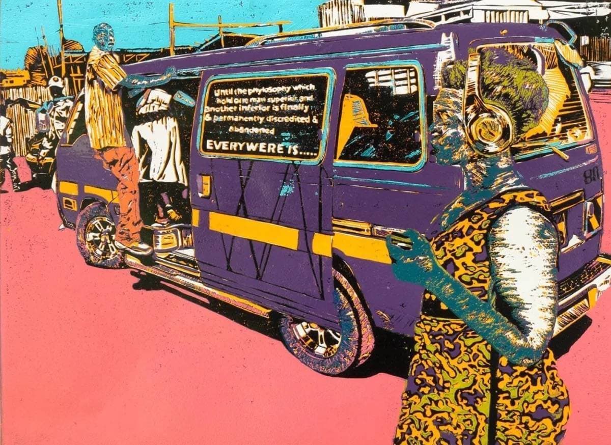 Alpine Route 100 purple matatu art print by Dennis Muraguri