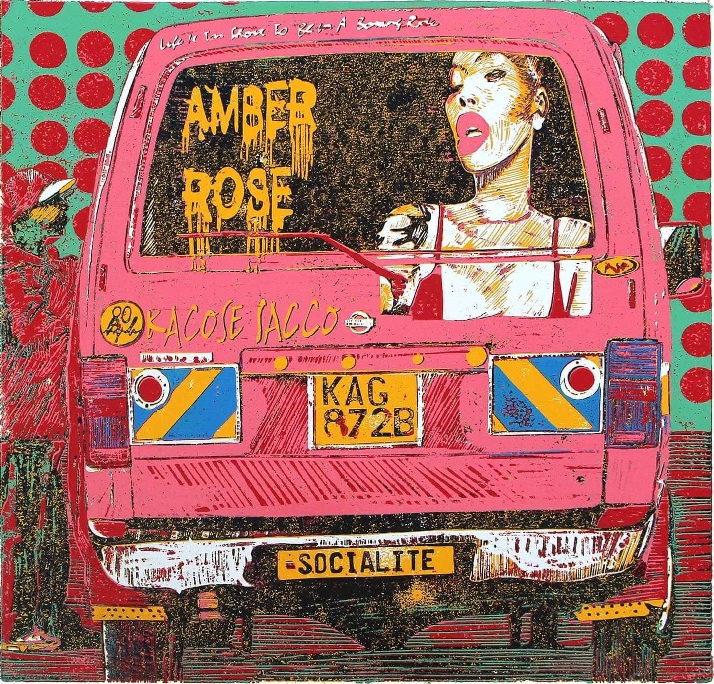 Amber Rose [Square Format] Pink matatu art print by Dennis Muraguri