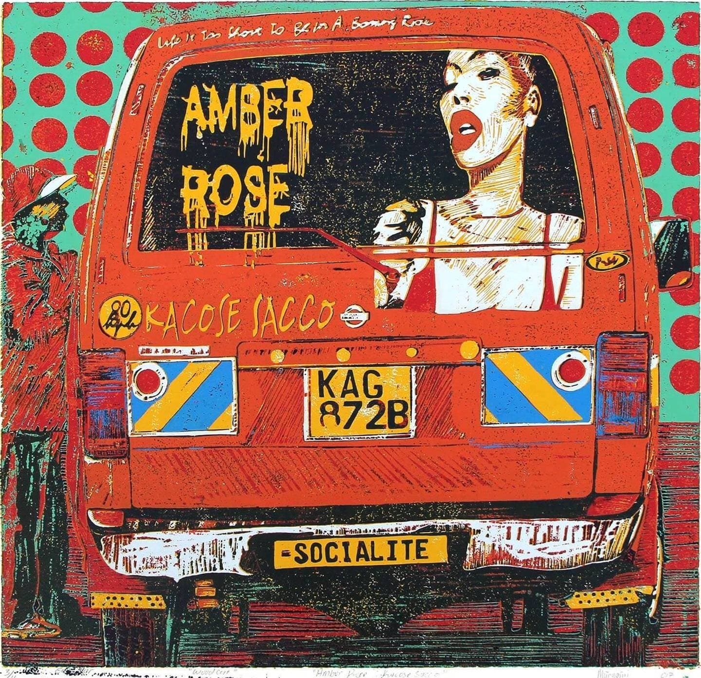 Amber Rose [Square Format] Orange matatu art print by Dennis Muraguri